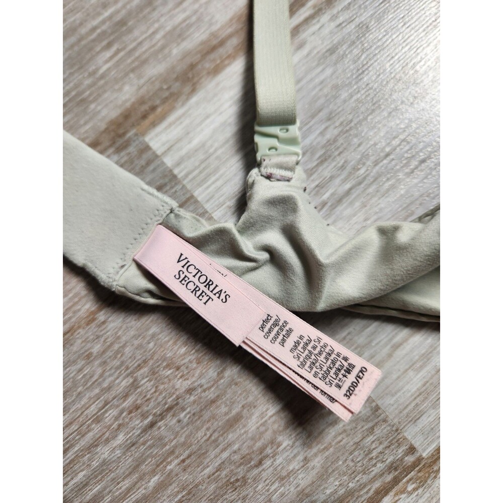 Victoria’s Secret Perfect Coverage Bra Green Lace Charm Underwire 32DD GUC - Picture 10 of 11